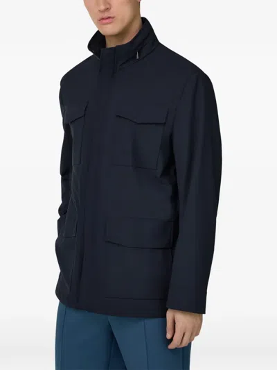 Boggi Milano Laminated Technical Field Jacket In Blue