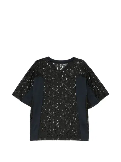 Pushbutton Combi T-shirt In Black