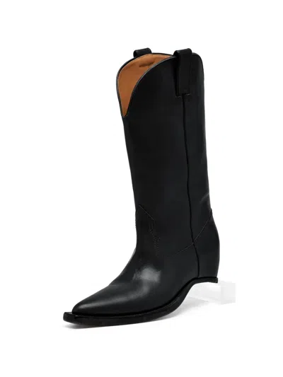 Maison Margiela Heel-less Western Leather Boots In Black