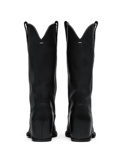 Maison Margiela Heel-less Western Leather Boots In Black