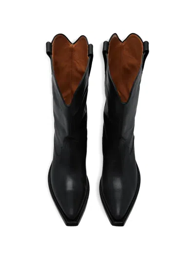 Maison Margiela Heel-less Western Leather Boots In Black