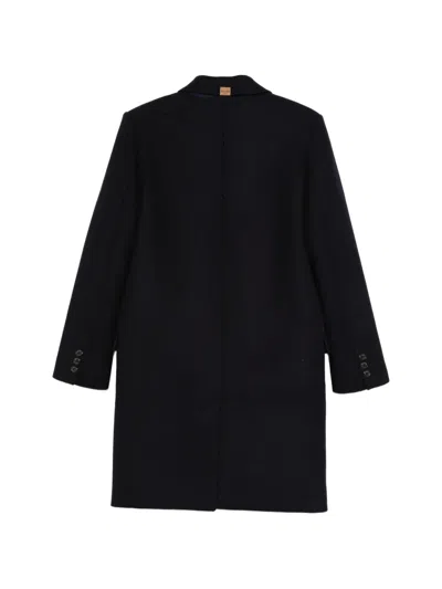 Moschino Flap-pocket Buttoned Coat In Blue