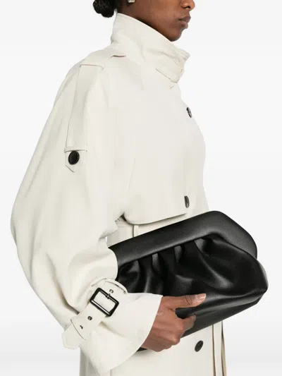 Themoirè Medium Pleated Rectangular Clutch Bag In Black