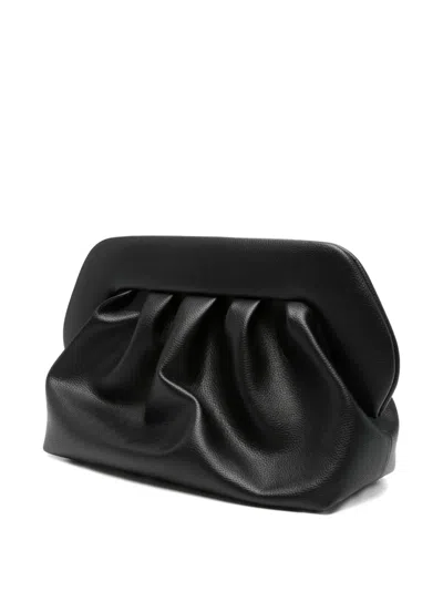 Themoirè Medium Pleated Rectangular Clutch Bag In Black