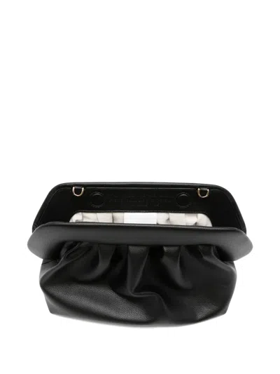 Themoirè Medium Pleated Rectangular Clutch Bag In Black