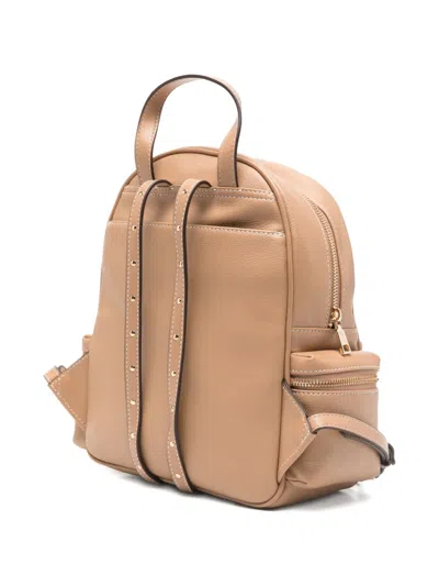 Liu •jo Zip Leather Backpack In Neutral