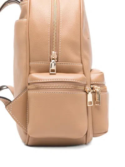 Liu •jo Zip Leather Backpack In Neutral