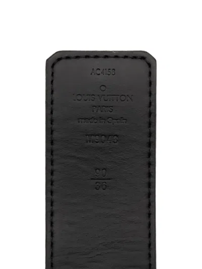 Pre-owned Louis Vuitton 2018 Monogram Eclipse Lv Initiales Reversible Belt In Black