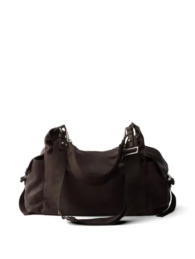 Prada Explore Leather Shoulder Bag In Brown