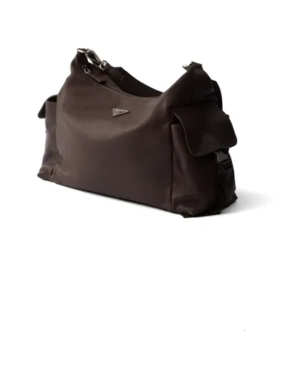 Prada Explore Leather Shoulder Bag In Brown