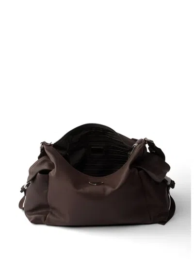 Prada Explore Leather Shoulder Bag In Brown
