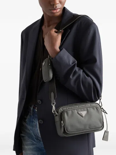 Prada Re-nylon Mini Shoulder Bag In Gray