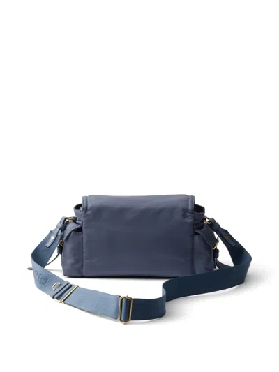 Prada Explore Medium Re-nylon Shoulder Bag With Flap In Blue