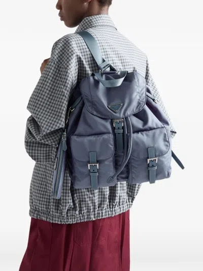 Prada Medium Re-nylon Backpack In Blue