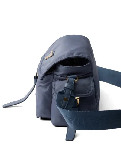 Prada Explore Medium Re-nylon Shoulder Bag With Flap In Blue