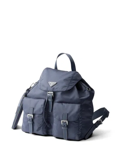 Prada Medium Re-nylon Backpack In Blue