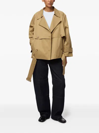 Apparis Gaia Faux Suede Short Trench Coat In Brown