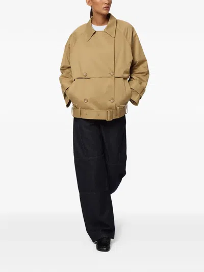 Apparis Gaia Faux Suede Short Trench Coat In Brown