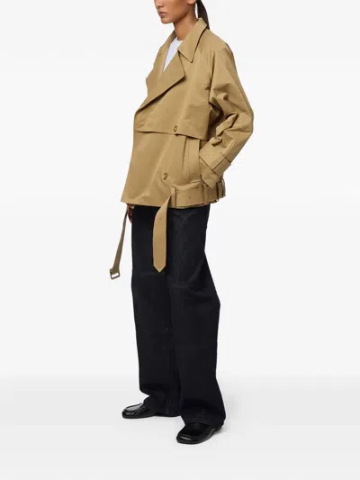 Apparis Gaia Faux Suede Short Trench Coat In Brown