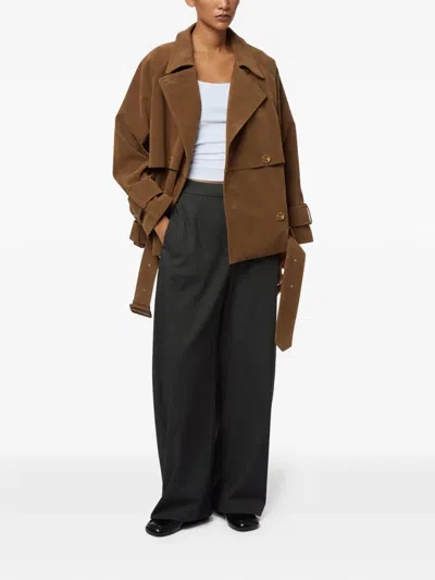 Apparis Gaia Faux Suede Short Trench Coat In Brown