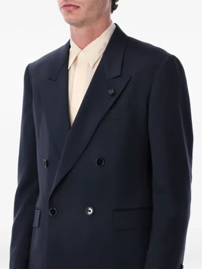 Lardini Soiree Double Breasted Four Button Jacket In Blue