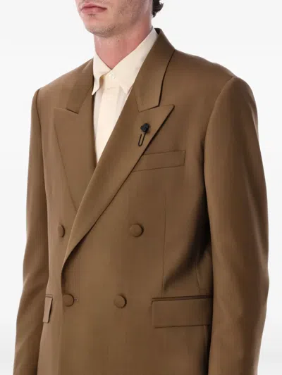 Lardini Soiree Double Breasted Four Button Jacket In Brown