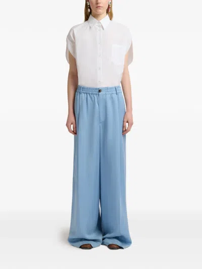 Marni Elasticated Pleat Front Trousers In Blue
