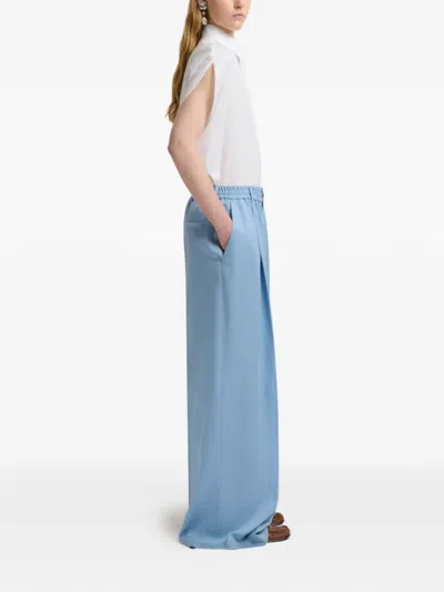 Marni Elasticated Pleat Front Trousers In Blue