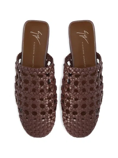 Giuseppe Zanotti Hand-woven Cage Slipper In Brown