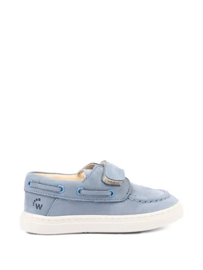 Walkey Touch Strap Leather Moccasins In Blue