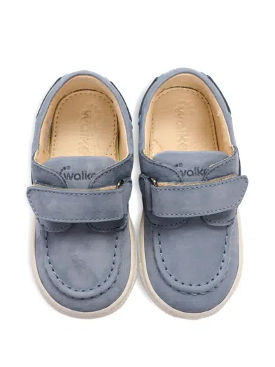 Walkey Touch Strap Leather Moccasins In Blue