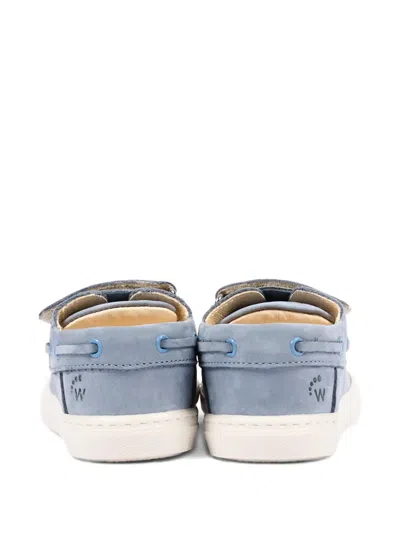 Walkey Touch Strap Leather Moccasins In Blue