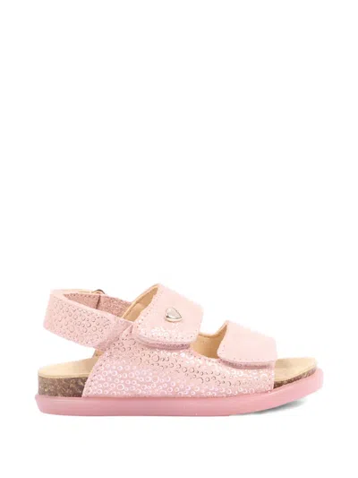 Walkey Strap Leather Sandals In Pink
