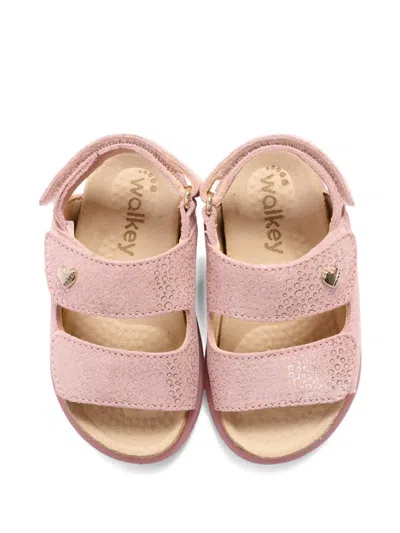 Walkey Strap Leather Sandals In Pink