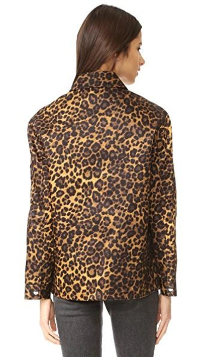 Shop Alexander Wang Classic Coaches Jacket In Leopard