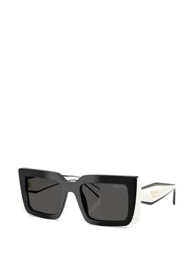 Prada Eyewear Rectangle Frame Sunglasses In Black