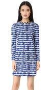 Tory Burch Hollie Long-sleeve Tie-dye Tee Dress, Blue/white In Tie Dye Stripe