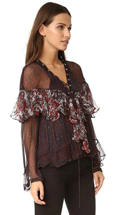 Shop Iro Clarn Blouse In Black/red