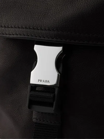 Prada Explore Re-nylon And Leather Backpack In Black