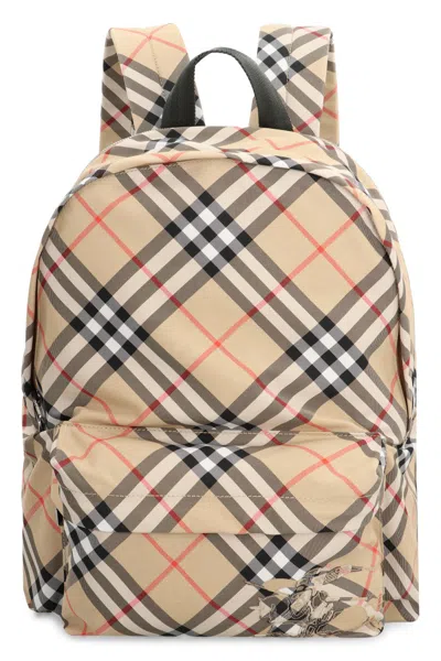 Burberry Printed Nylon Backpack In Brown