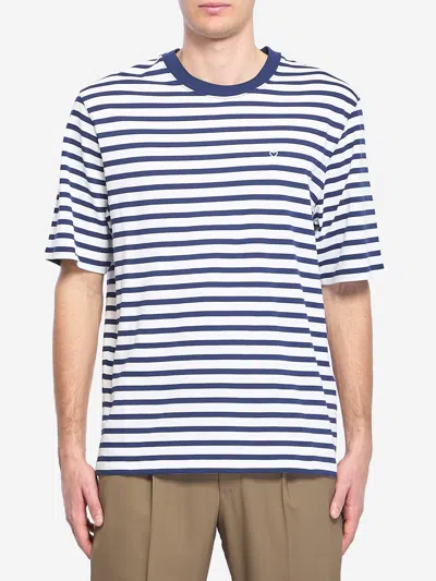 Ami Alexandre Mattiussi Ami Paris White And Blue Mariniere Boxy Fit Cotton T-shirt In Multi