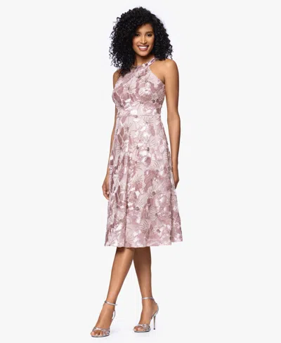 Betsy & Adam Soutache Sequin Sleeveless Cocktail Dress In Pink