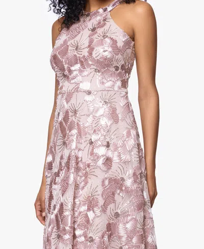 Betsy & Adam Soutache Sequin Sleeveless Cocktail Dress In Pink