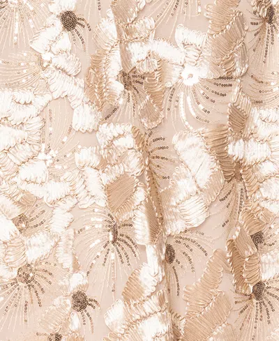 Betsy & Adam Sequin Soutache Lace Sleeveless Cocktail Dress In Neutral
