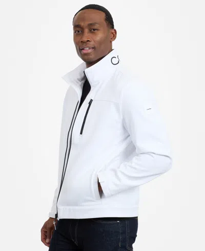 Calvin Klein Stand Collar Soft Shell Jacket In White