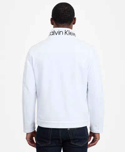 Calvin Klein Stand Collar Soft Shell Jacket In White