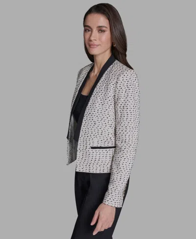 Bcbg Women's Stand-up Collar Open-front Textured Jacket In Multi