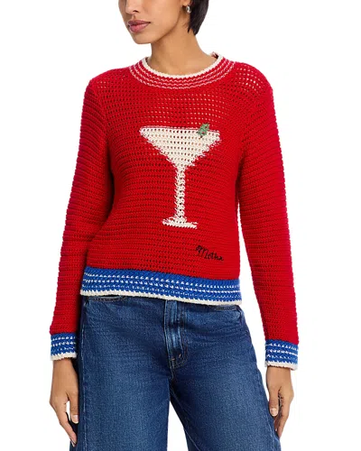 Mother Womens Bottoms Up The Mini Logo Cotton-crochet Jumper Xs In Red