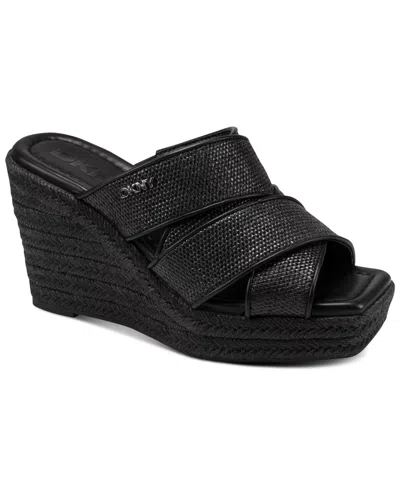Dkny Cresson Platform Wedge Sandal In Black