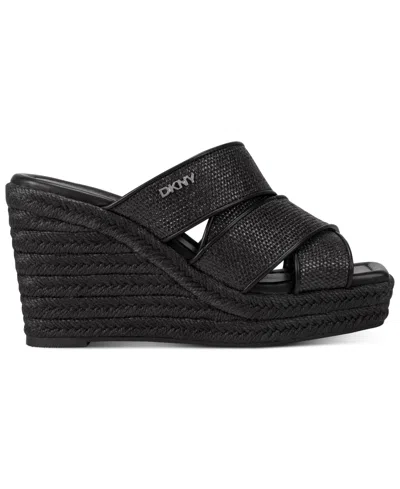 Dkny Cresson Platform Wedge Sandal In Black